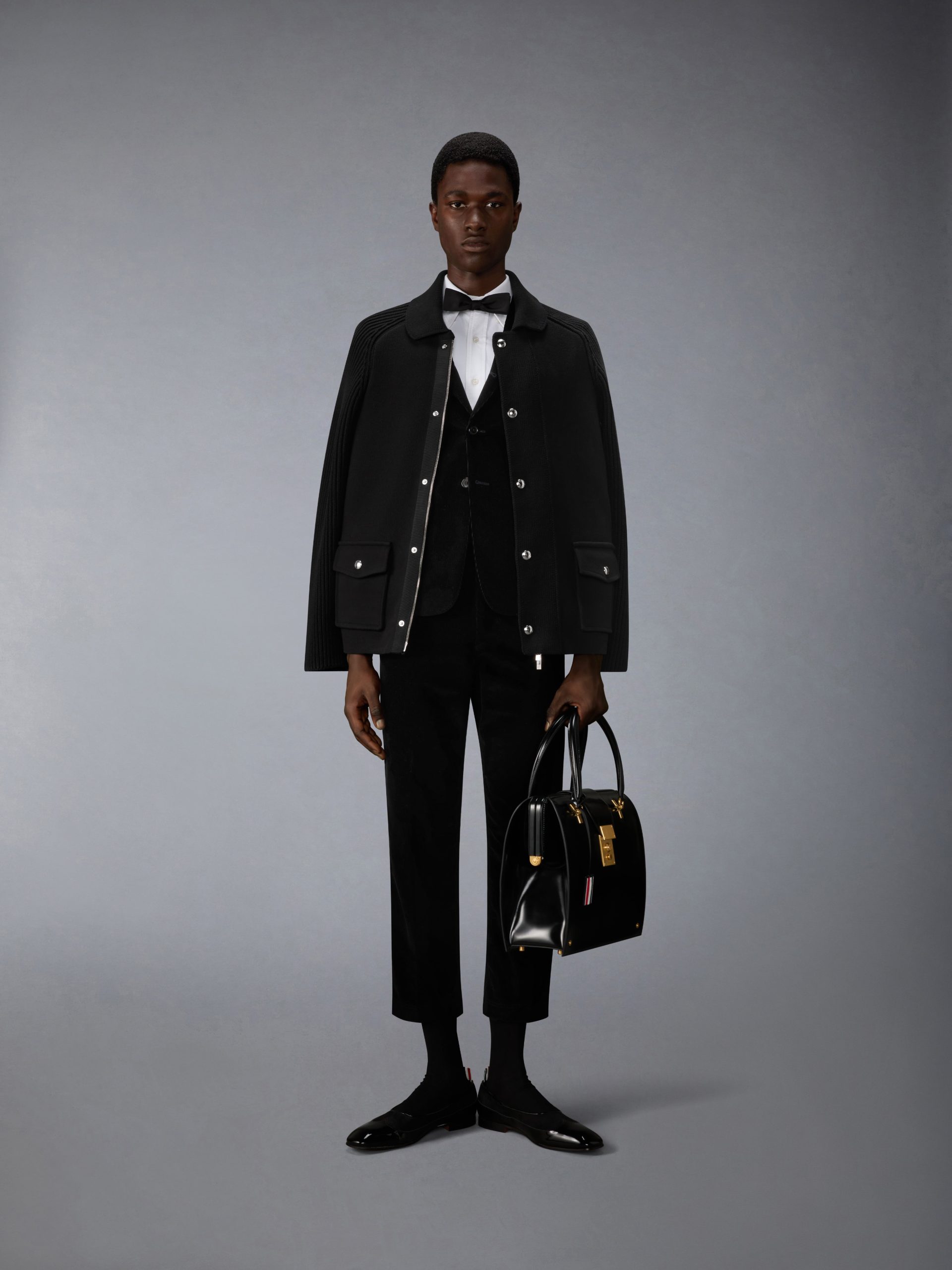 MIXED STITCH COTTON CASHMERE ZIP UP JACKET - Image 3