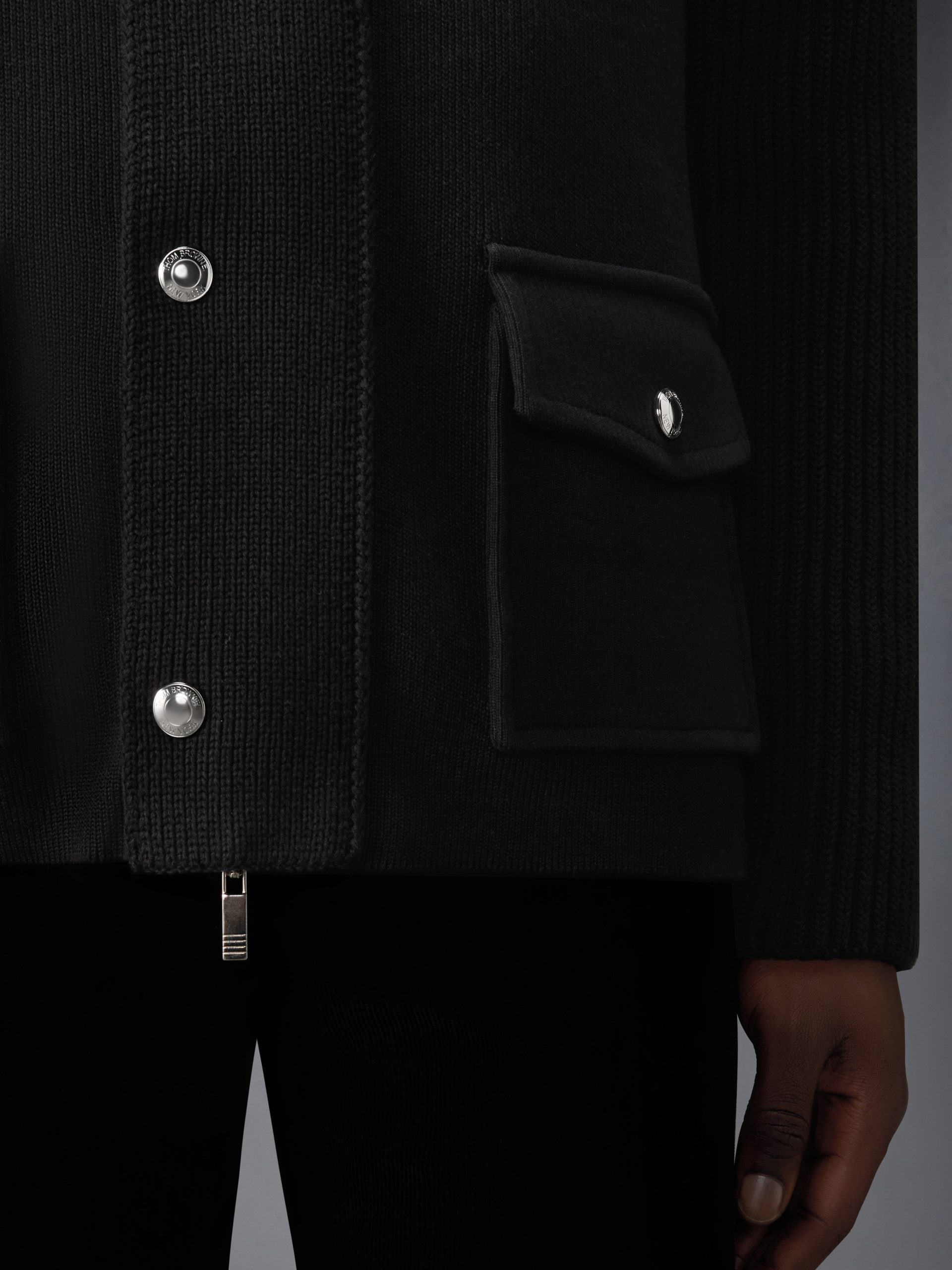 MIXED STITCH COTTON CASHMERE ZIP UP JACKET - Image 4