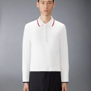 BROWNE 65 JERSEY INTARSIA CASHMERE LONG SLEEVE POLO