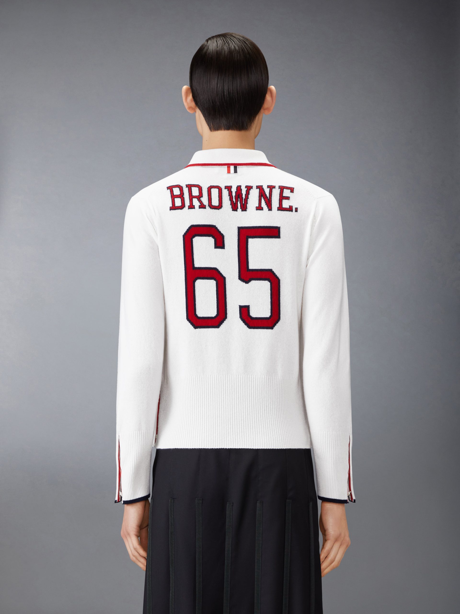 BROWNE 65 JERSEY INTARSIA CASHMERE LONG SLEEVE POLO - Image 2