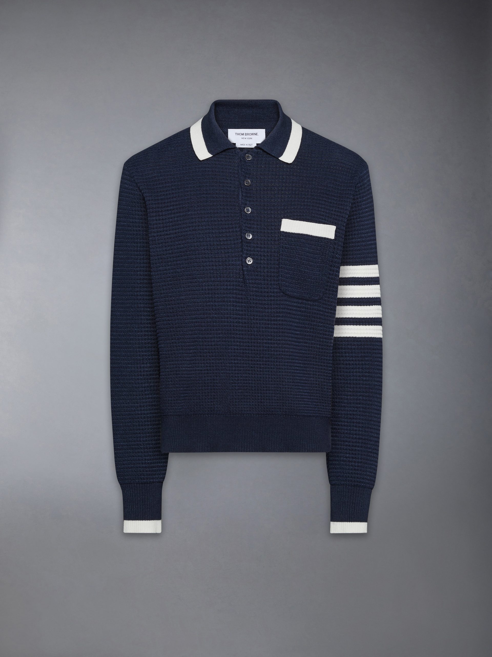 TEXTURED STITCH 4-BAR RELAXED LONG SLEEVE POLO - Image 6