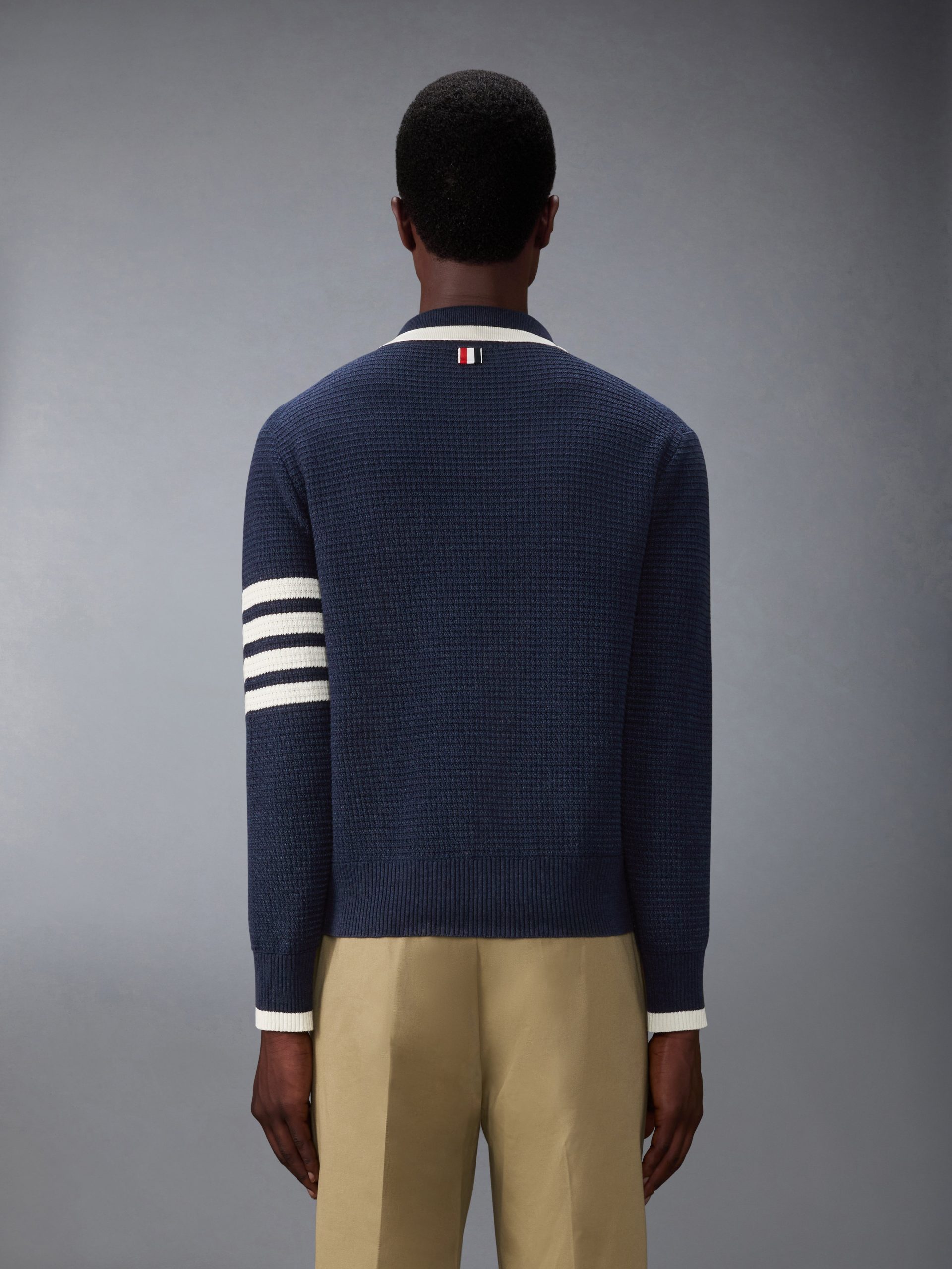 TEXTURED STITCH 4-BAR RELAXED LONG SLEEVE POLO - Image 2