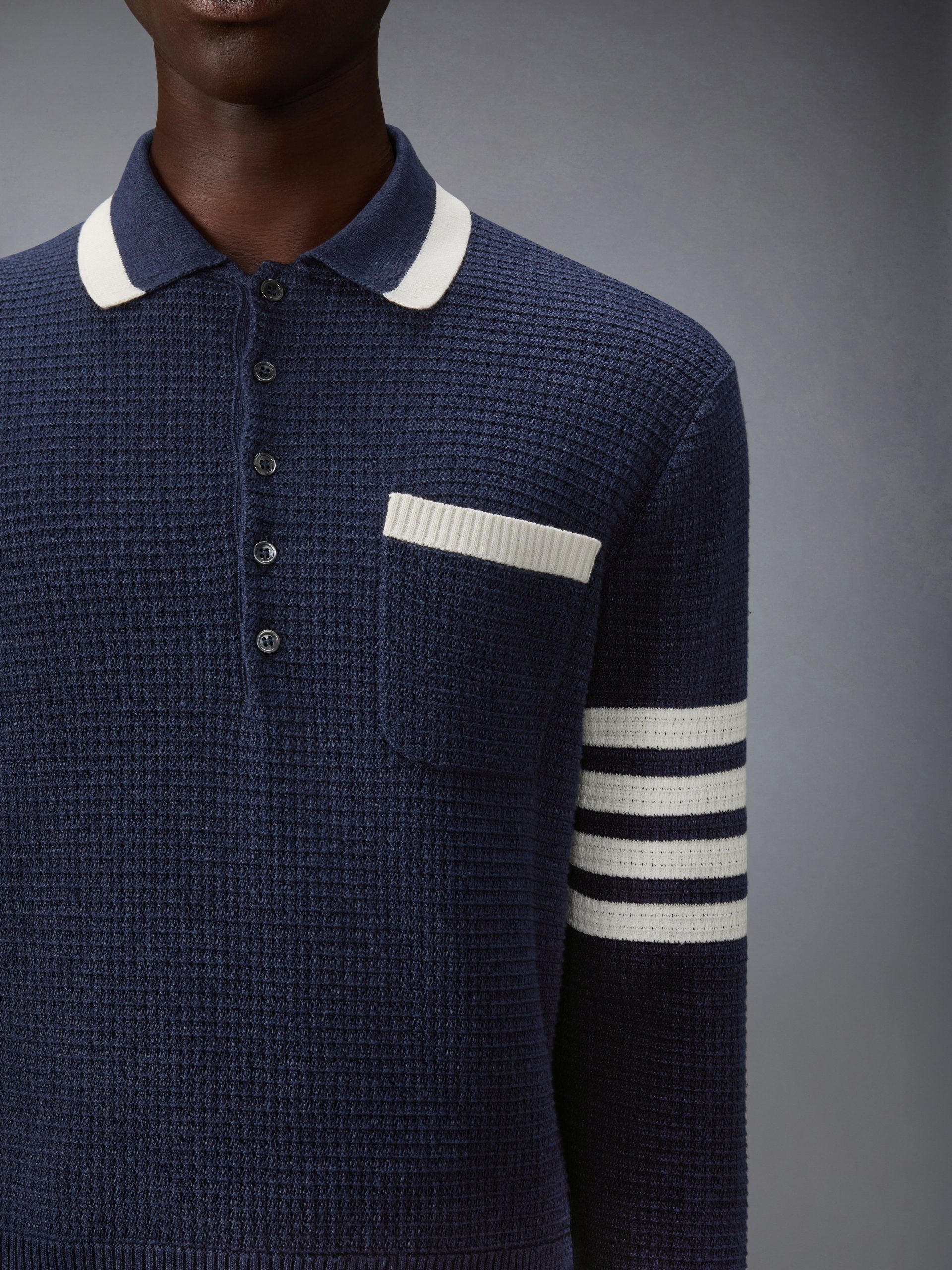 TEXTURED STITCH 4-BAR RELAXED LONG SLEEVE POLO - Image 5