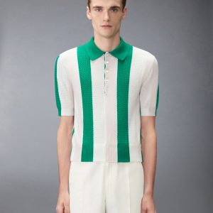 CASHMERE INTARSIA SHADOW STRIPE POLO