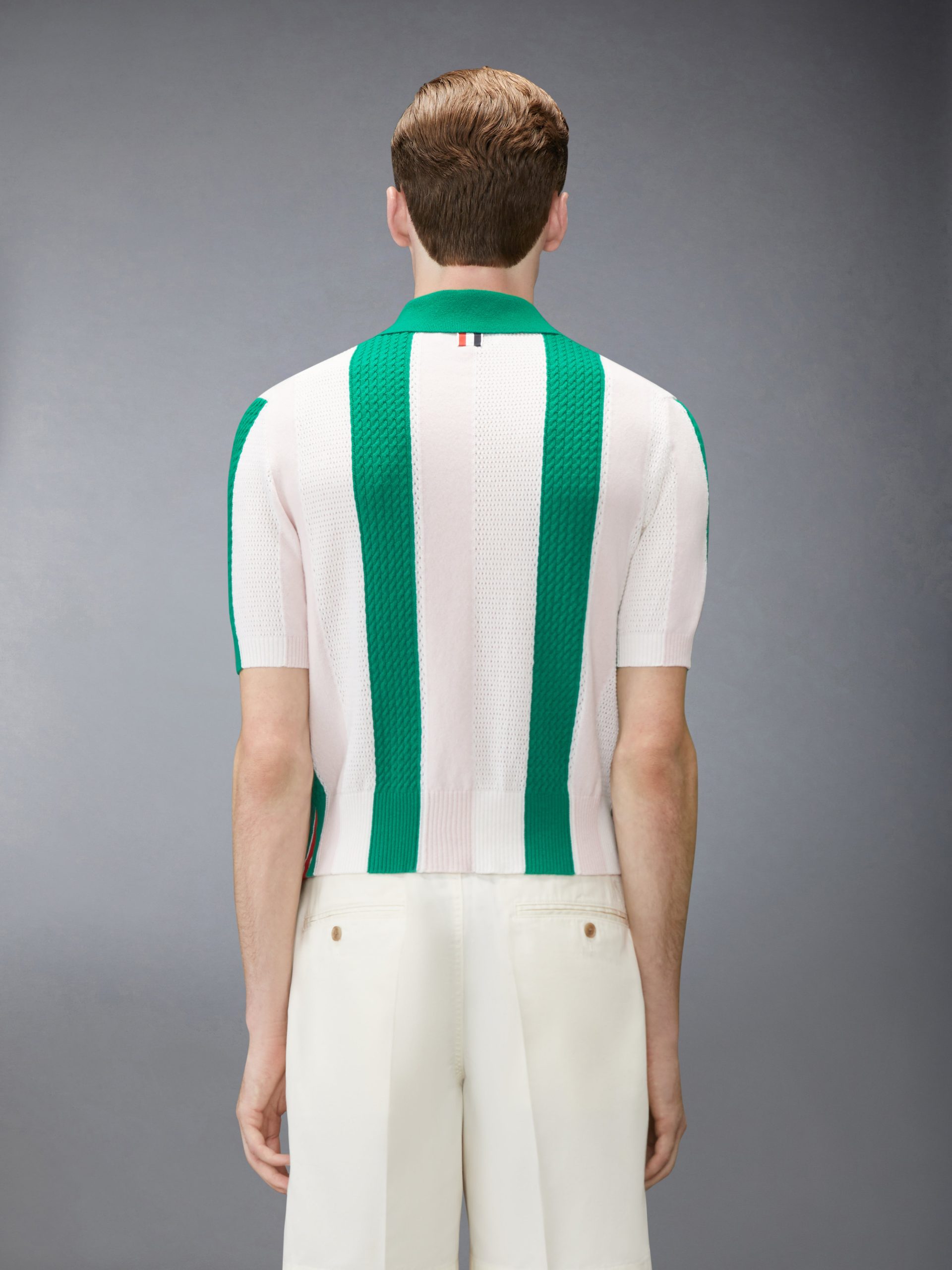 CASHMERE INTARSIA SHADOW STRIPE POLO - Image 2