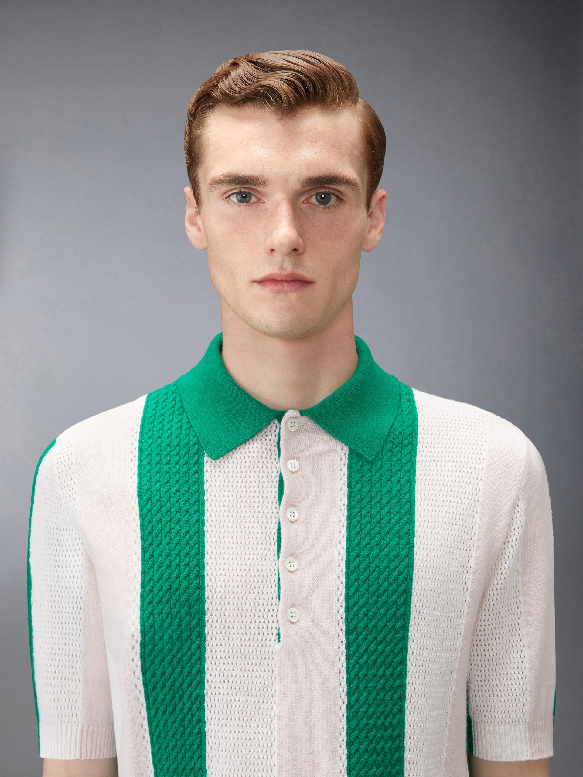 CASHMERE INTARSIA SHADOW STRIPE POLO - Image 5