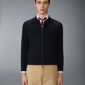 MERINO WOOL DOUBLE FACE 4-BAR ZIP UP CARDIGAN