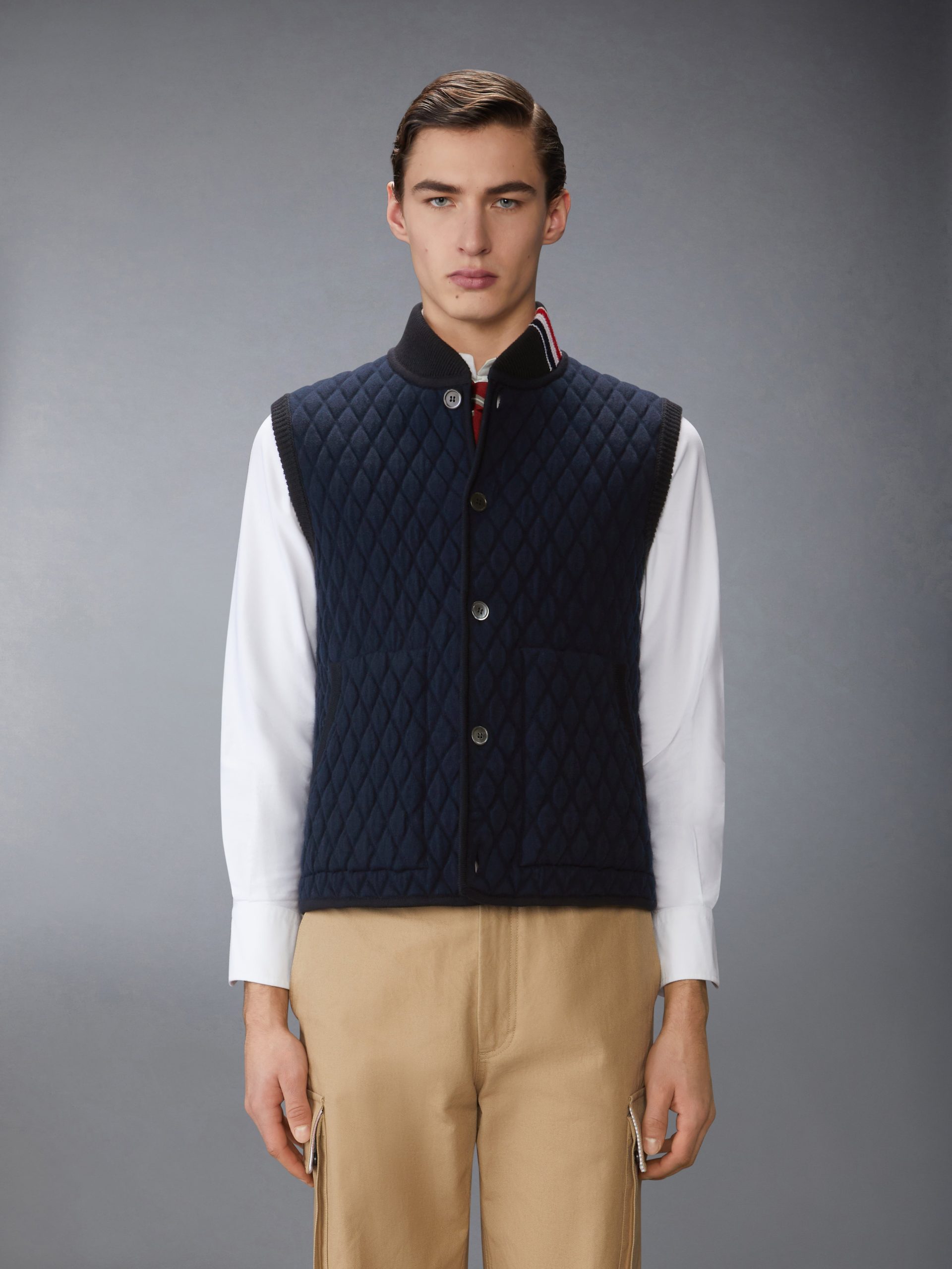 MERINO WOOL INTARSIA JACQUARD WORK VEST