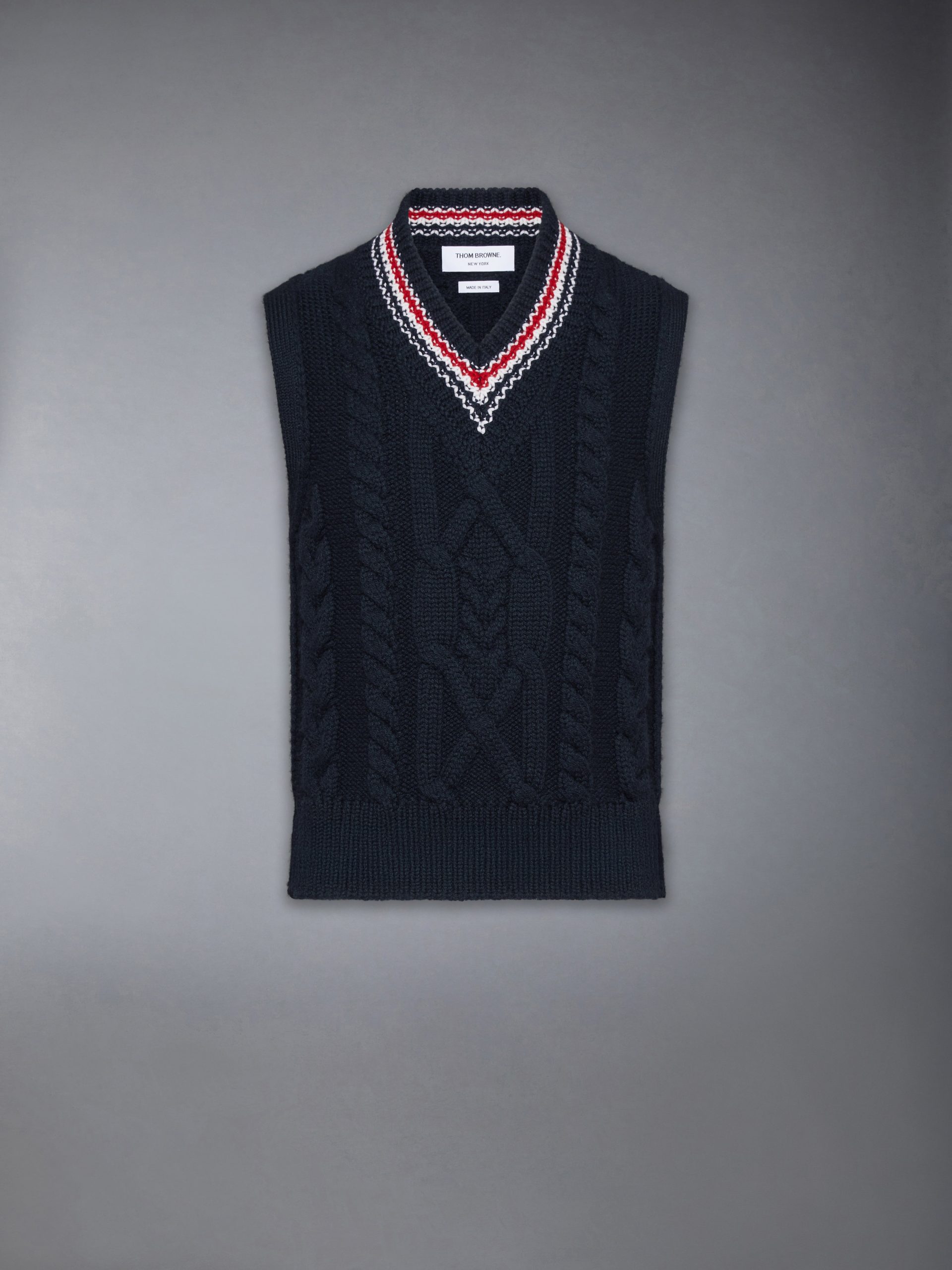 ARAN CABLE STITCH MERINO WOOL VEST - Image 6