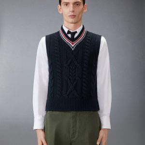 ARAN CABLE STITCH MERINO WOOL VEST