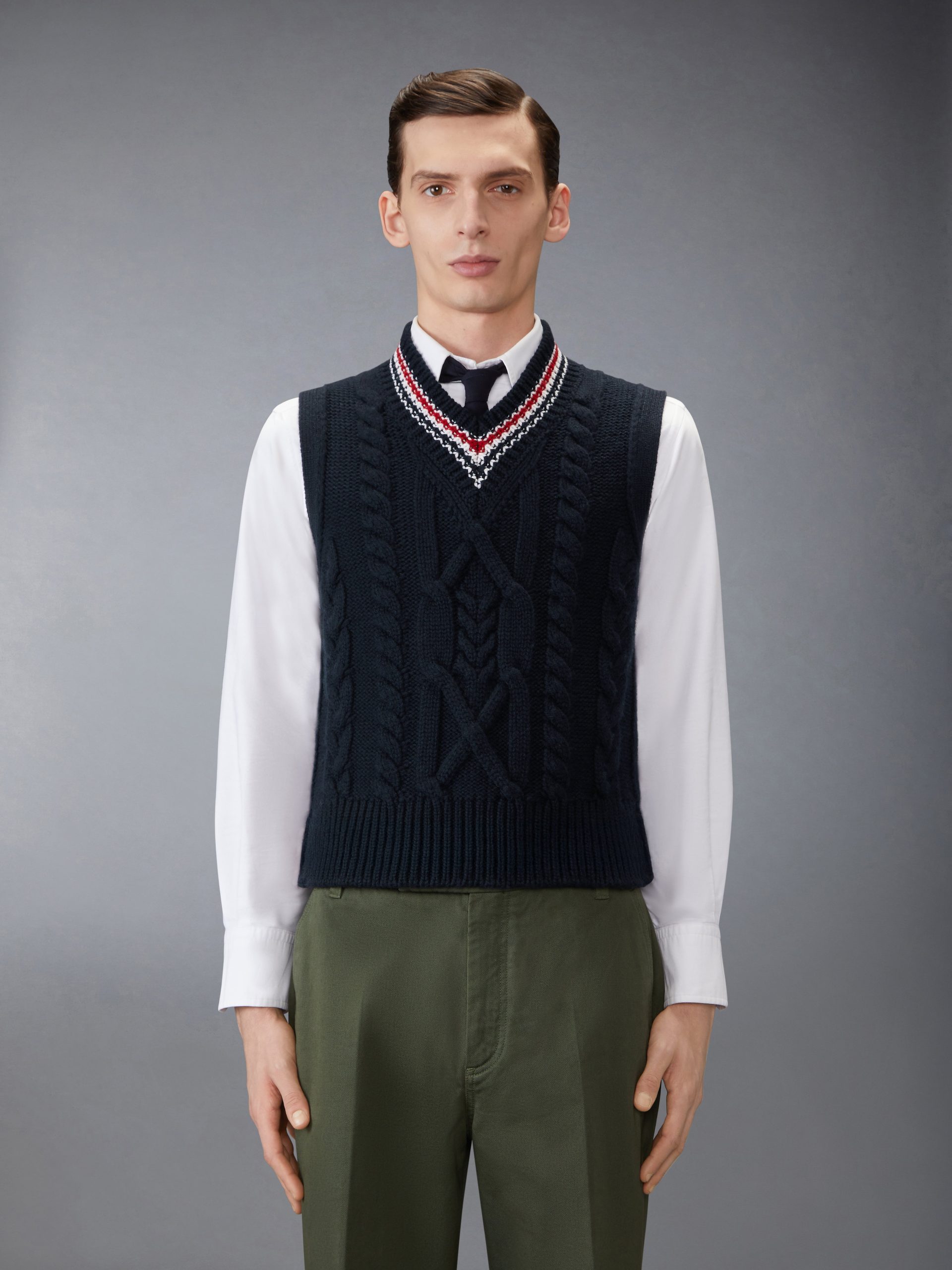 ARAN CABLE STITCH MERINO WOOL VEST