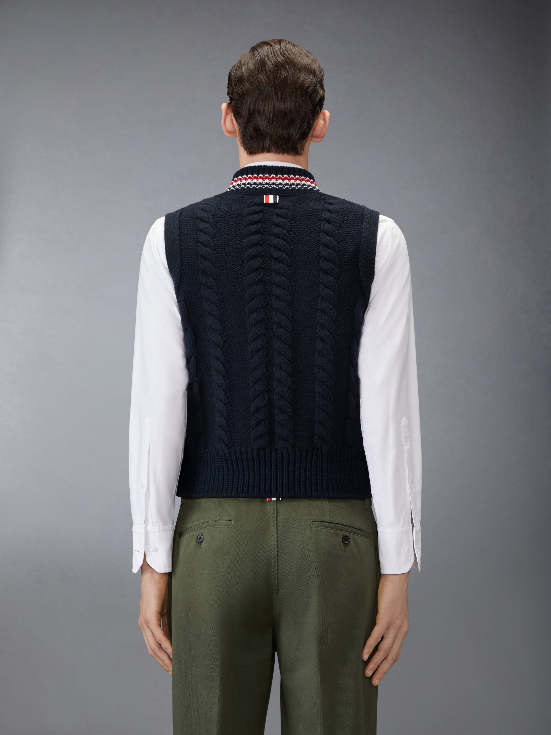 ARAN CABLE STITCH MERINO WOOL VEST - Image 2