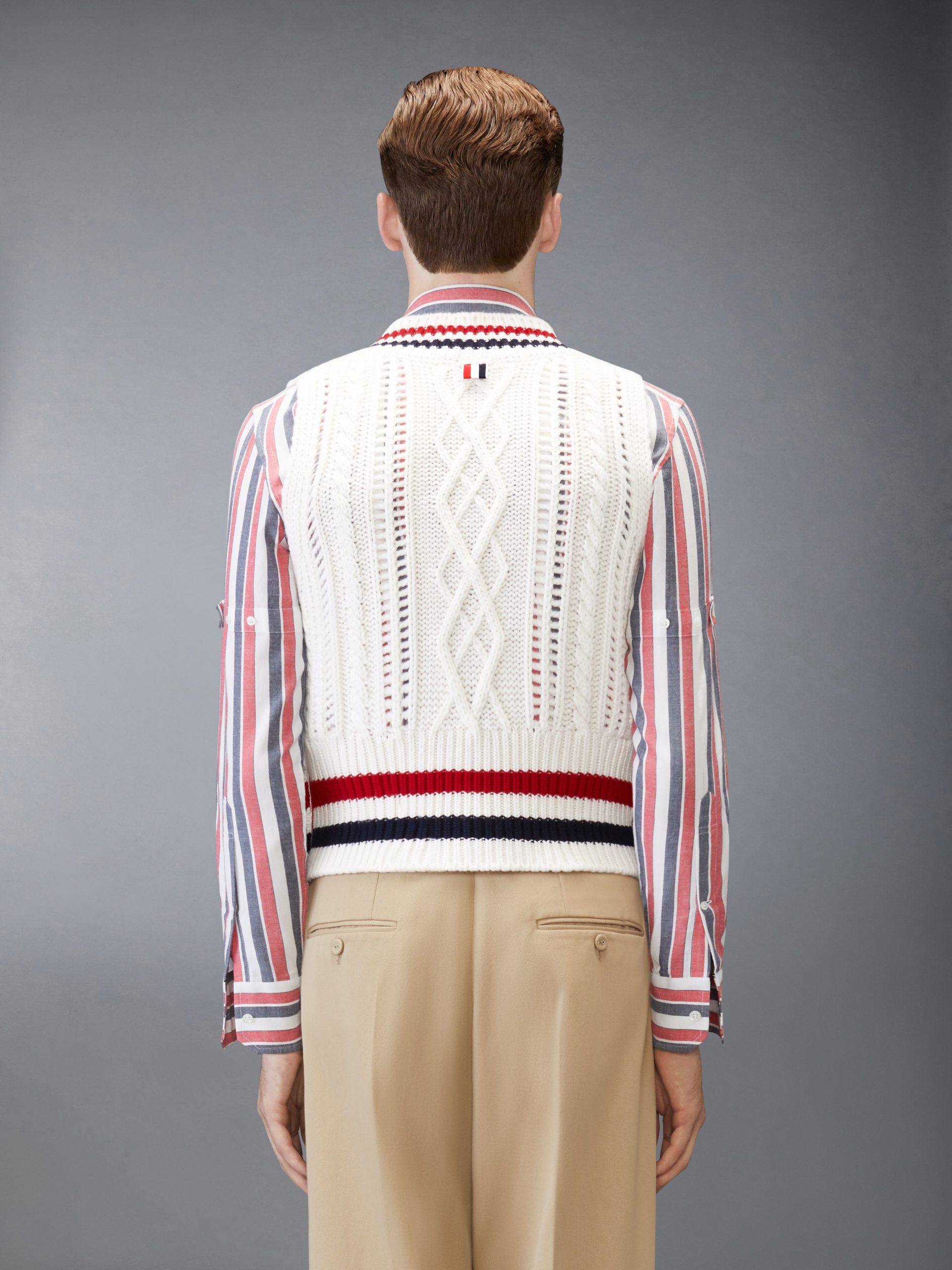CHUNKY CASHMERE RWB STRIPE VEST - Image 2