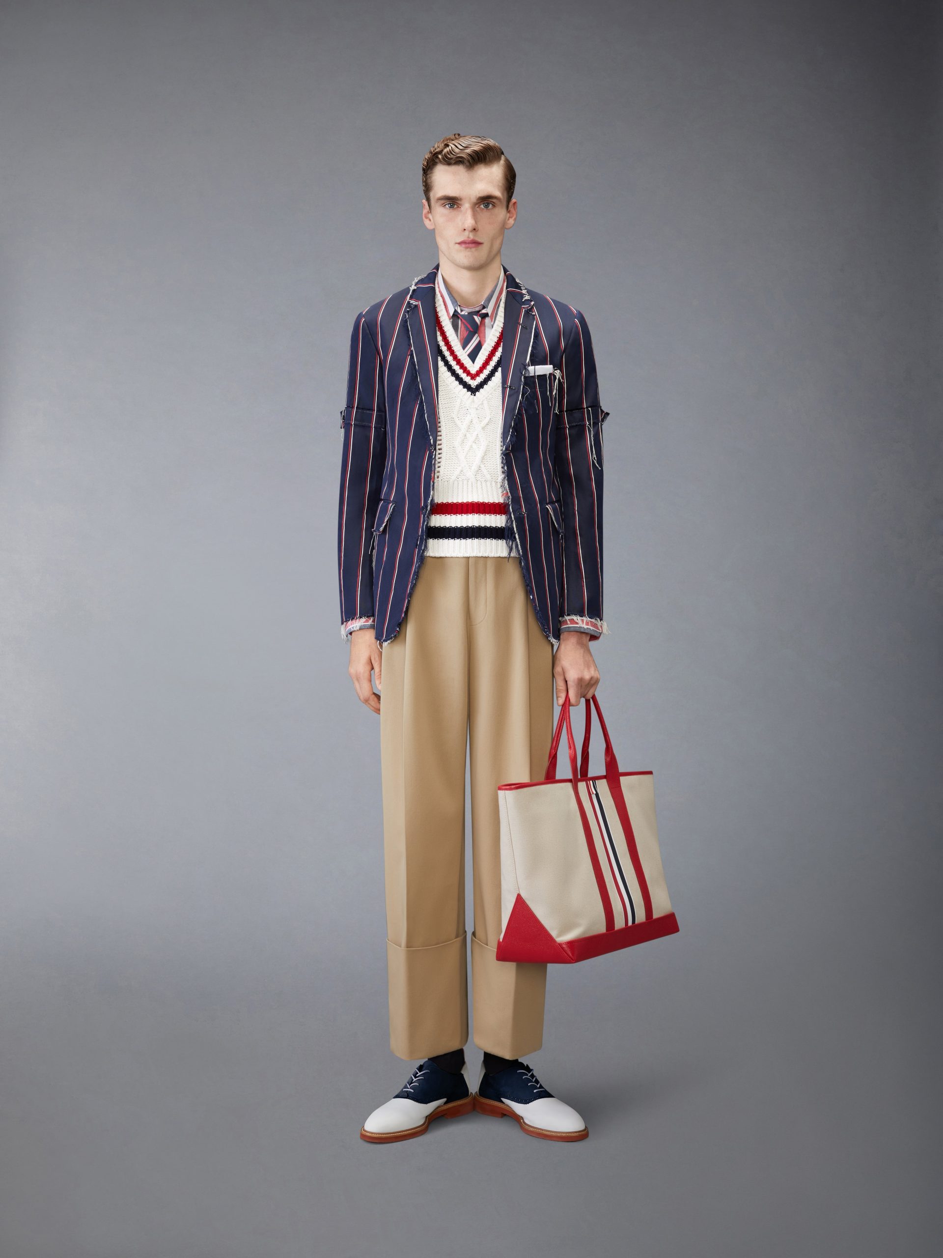 CHUNKY CASHMERE RWB STRIPE VEST - Image 3