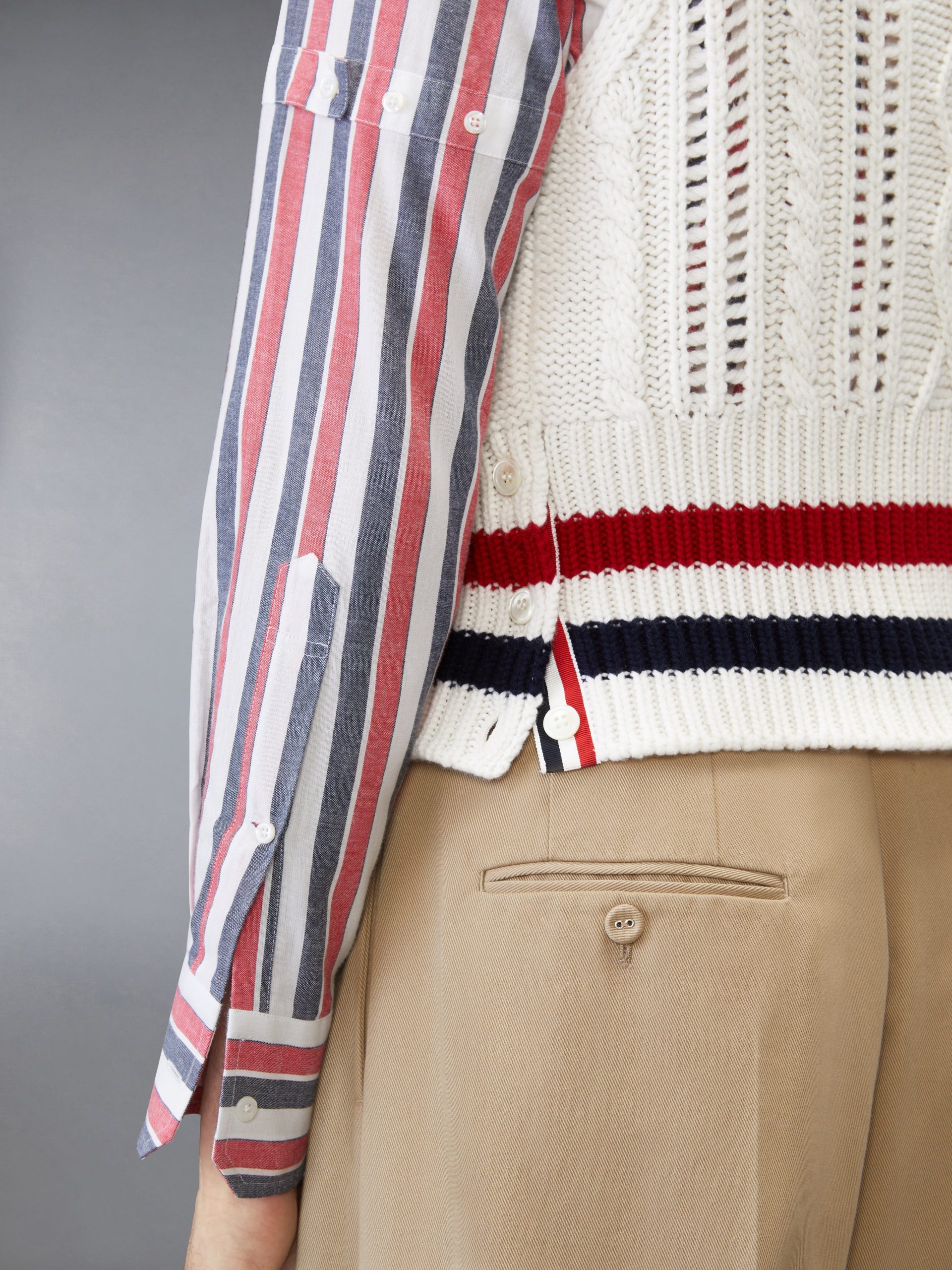 CHUNKY CASHMERE RWB STRIPE VEST - Image 4