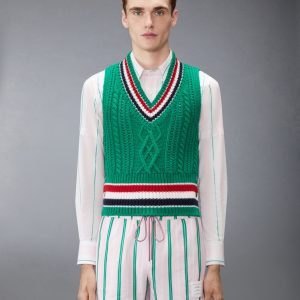 CHUNKY CASHMERE RWB STRIPE VEST