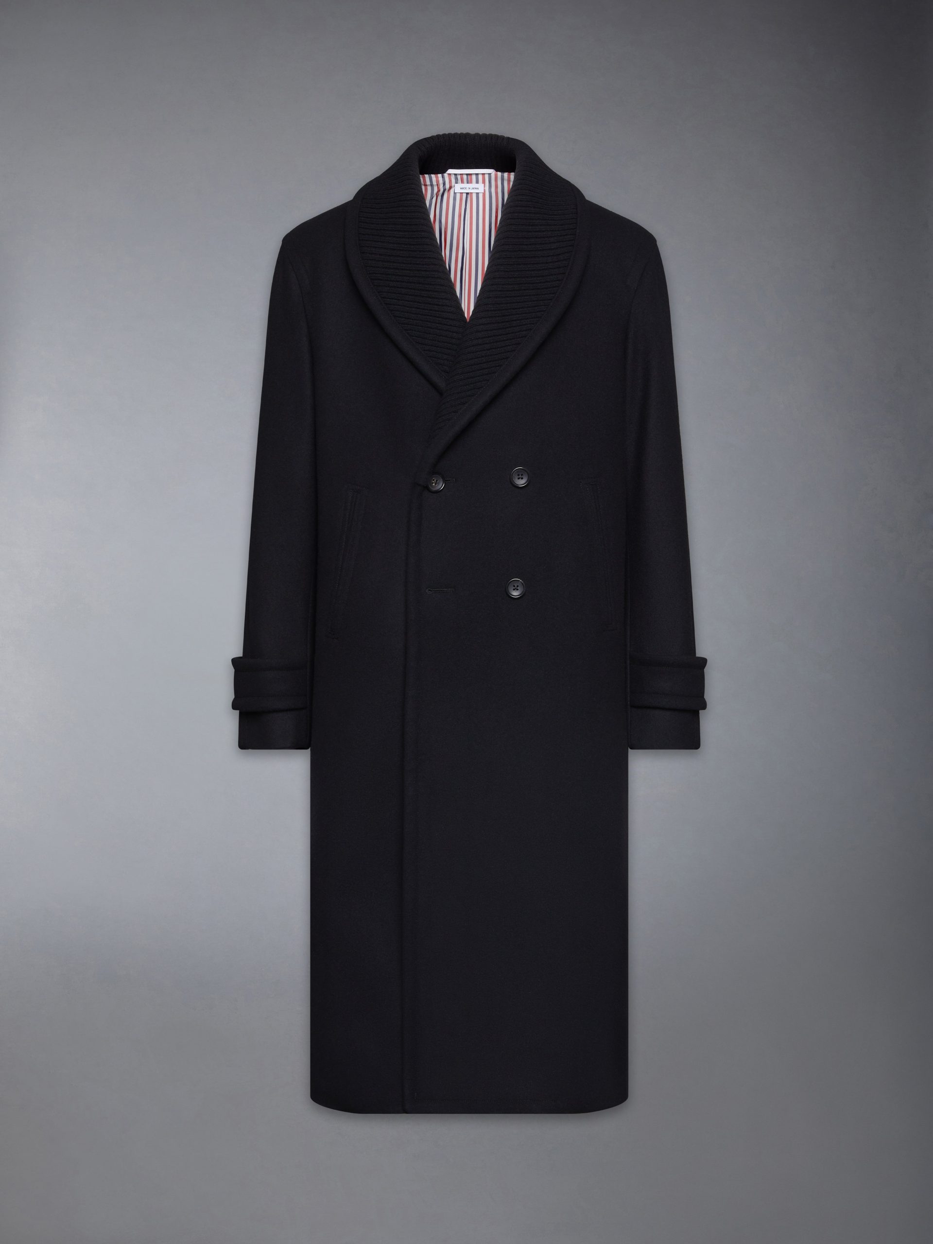KNIT SHAWL COLLAR MELTON OVERCOAT - Image 7