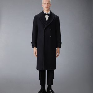KNIT SHAWL COLLAR MELTON OVERCOAT