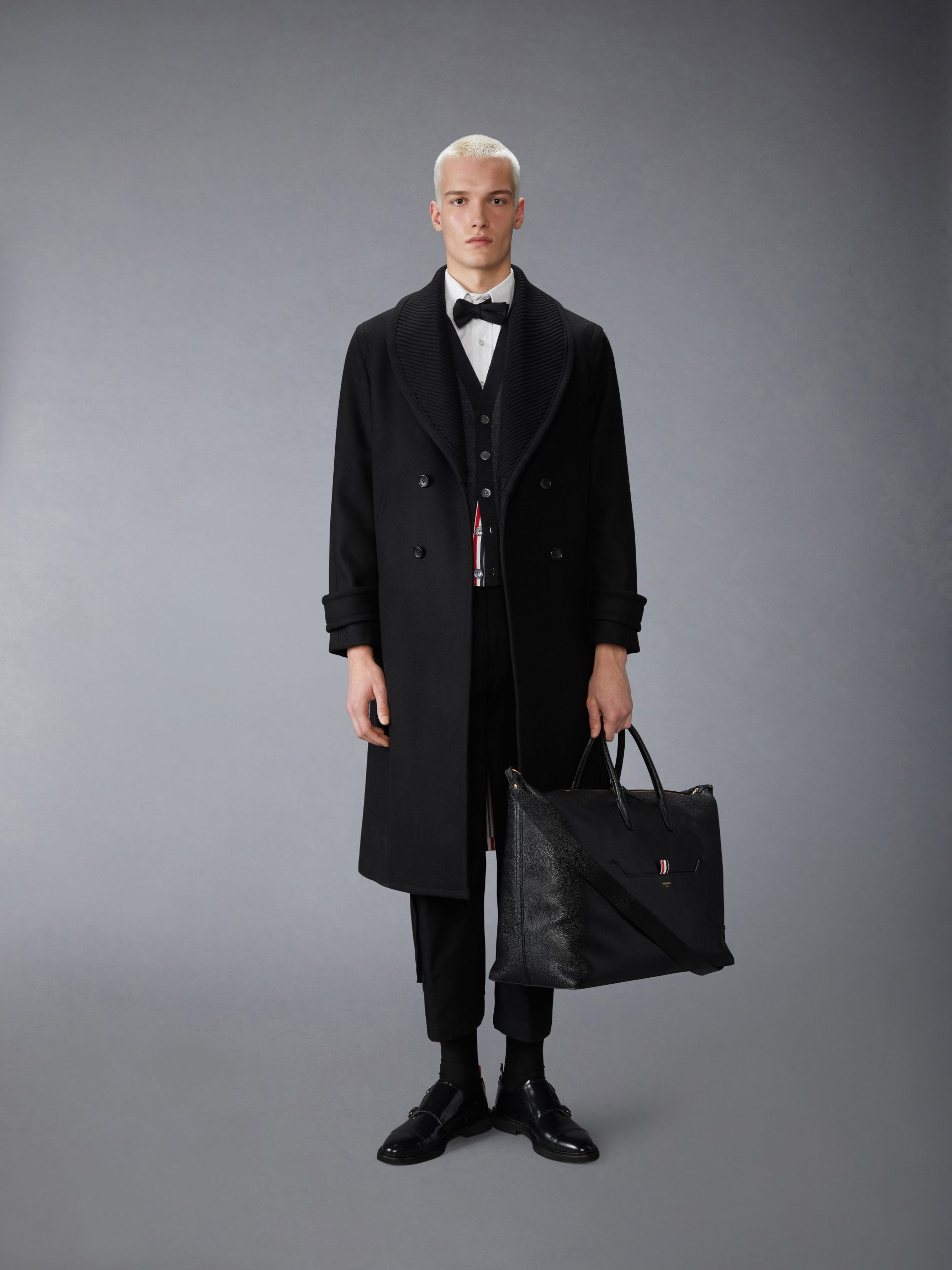 KNIT SHAWL COLLAR MELTON OVERCOAT - Image 3