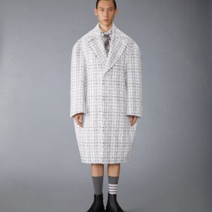 GINGHAM RIBBON TWEED COCOON COAT