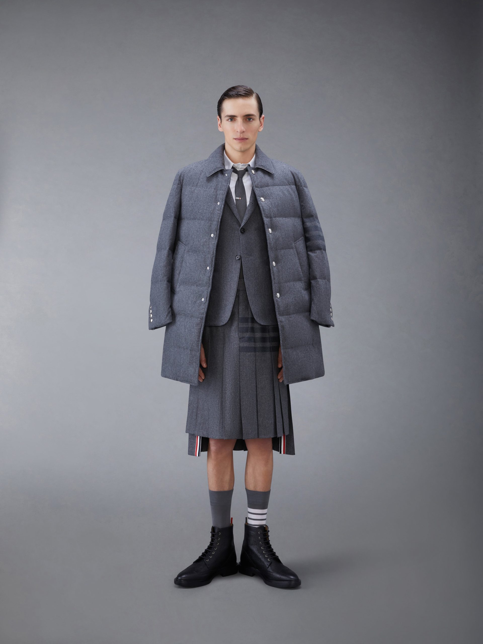 FLANNEL DOWN FILL 4-BAR CLASSIC BAL COLLAR OVERCOAT - Image 3