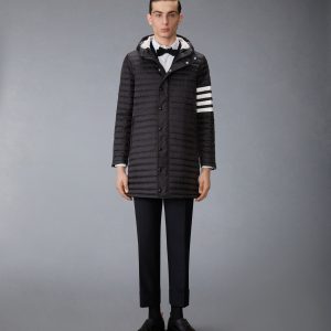 MATTE NYLON DOWN FILL QUILTED 4-BAR COAT