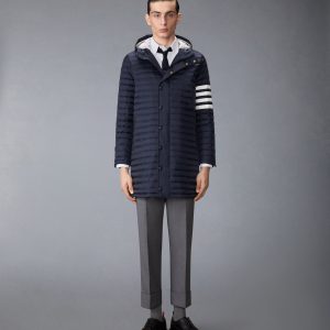 MATTE NYLON DOWN FILL QUILTED 4-BAR COAT