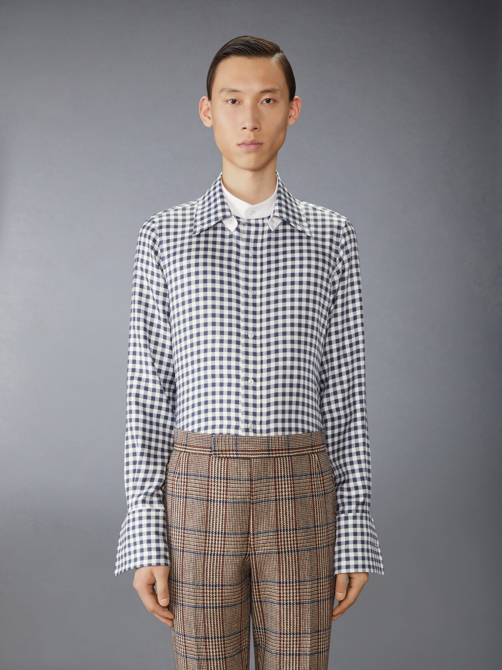 SILK TWILL GINGHAM SHIRT
