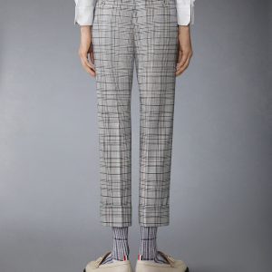 PLAID CHECK COOL WOOL BACKSTRAP TROUSER