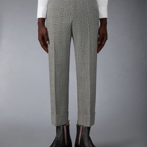 PRINCE OF WALES FRESCO WOOL BACKSTRAP TROUSER