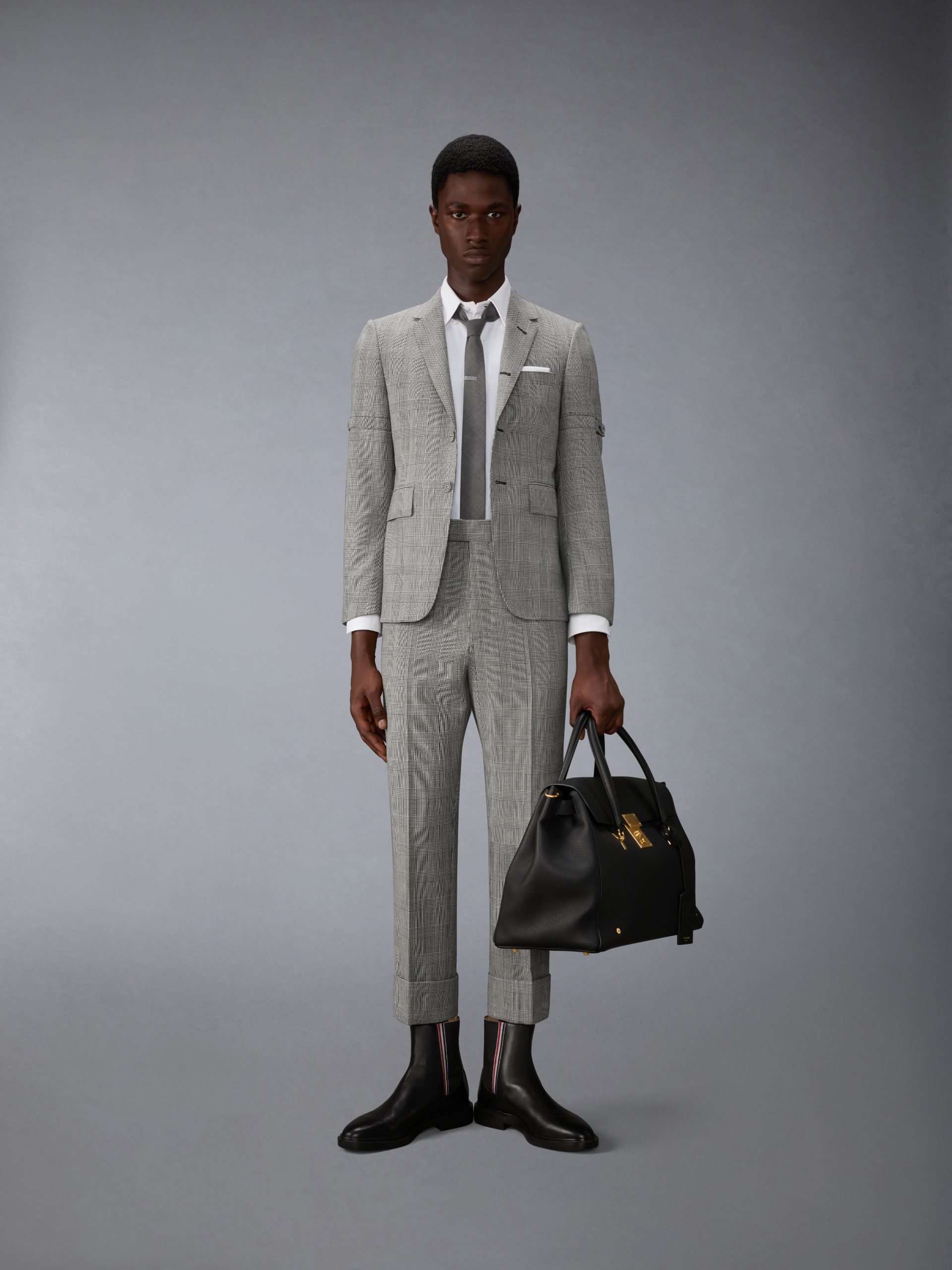 PRINCE OF WALES FRESCO WOOL BACKSTRAP TROUSER - Image 3