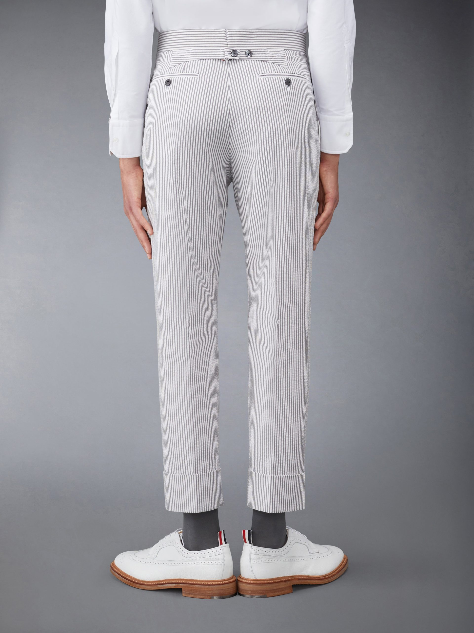CLASSIC SEERSUCKER BACKSTRAP TROUSERS - Image 2