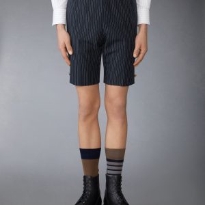 PINSTRIPE HIGH TWIST WOOL SHORTS