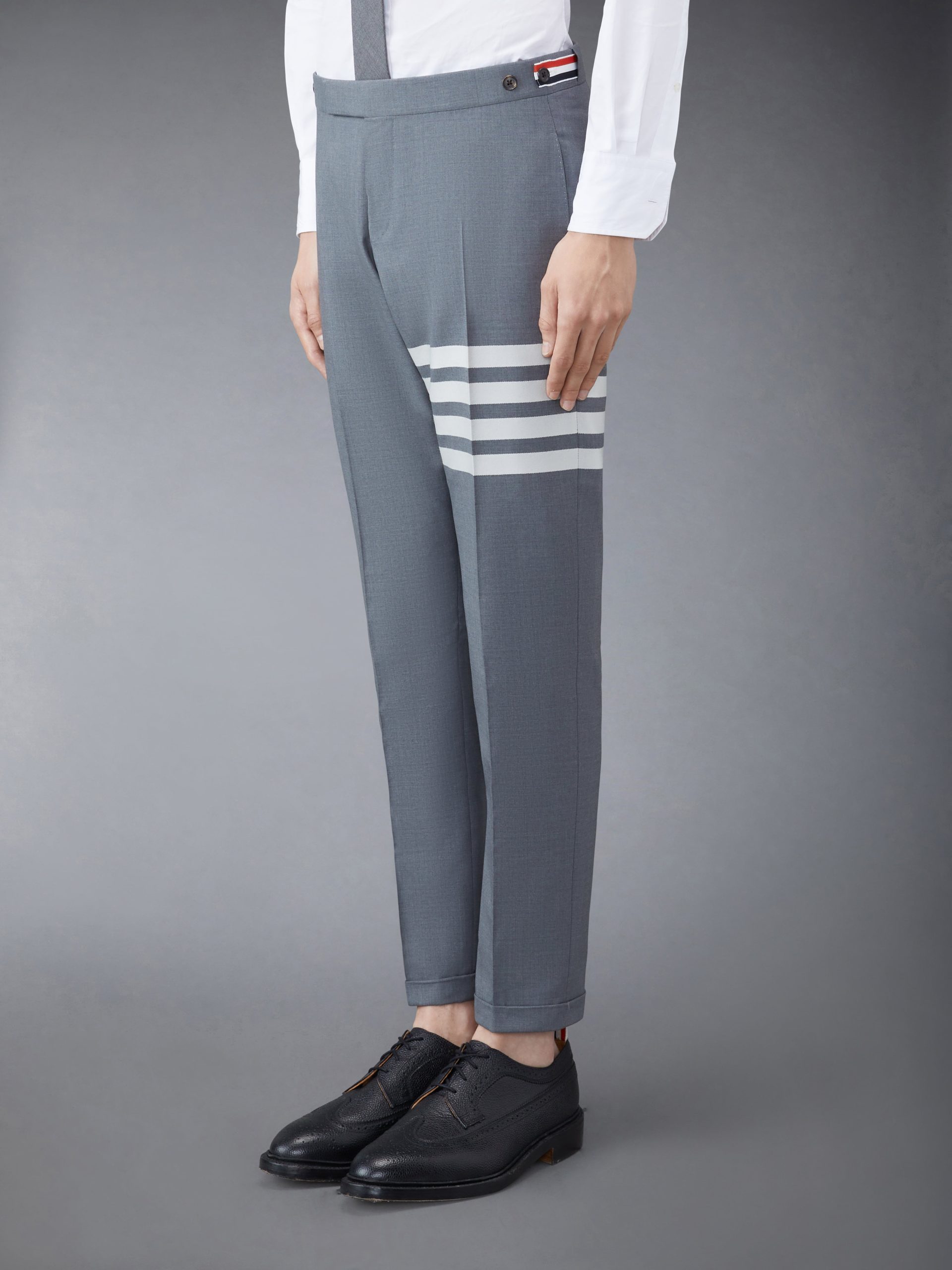PLAIN WEAVE 4-BAR LOW RISE TROUSERS - Image 2