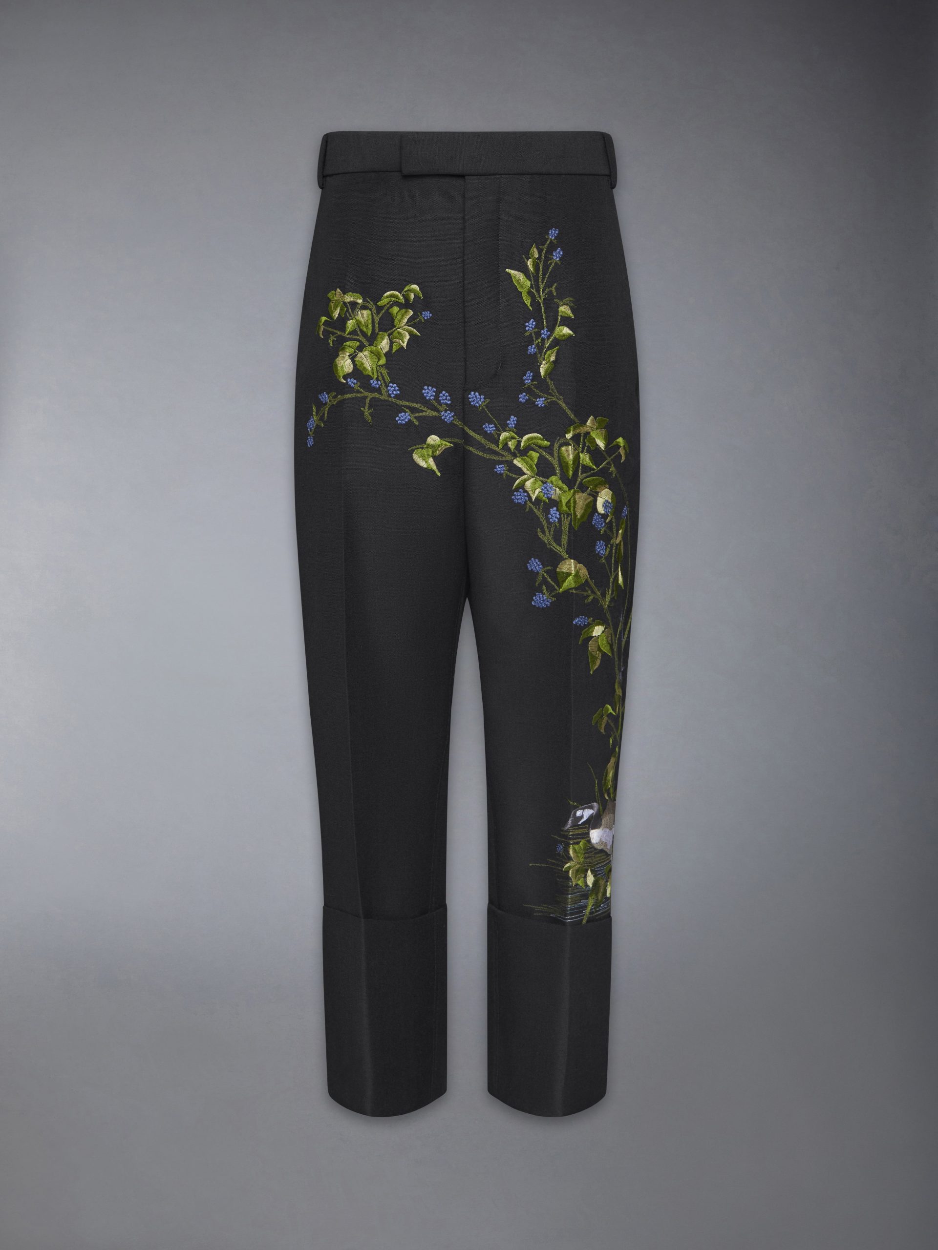 GOOSE SCENIC SATIN STITCH WOOL CHINO TROUSERS - Image 5