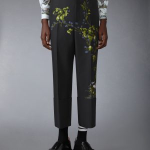GOOSE SCENIC SATIN STITCH WOOL CHINO TROUSERS