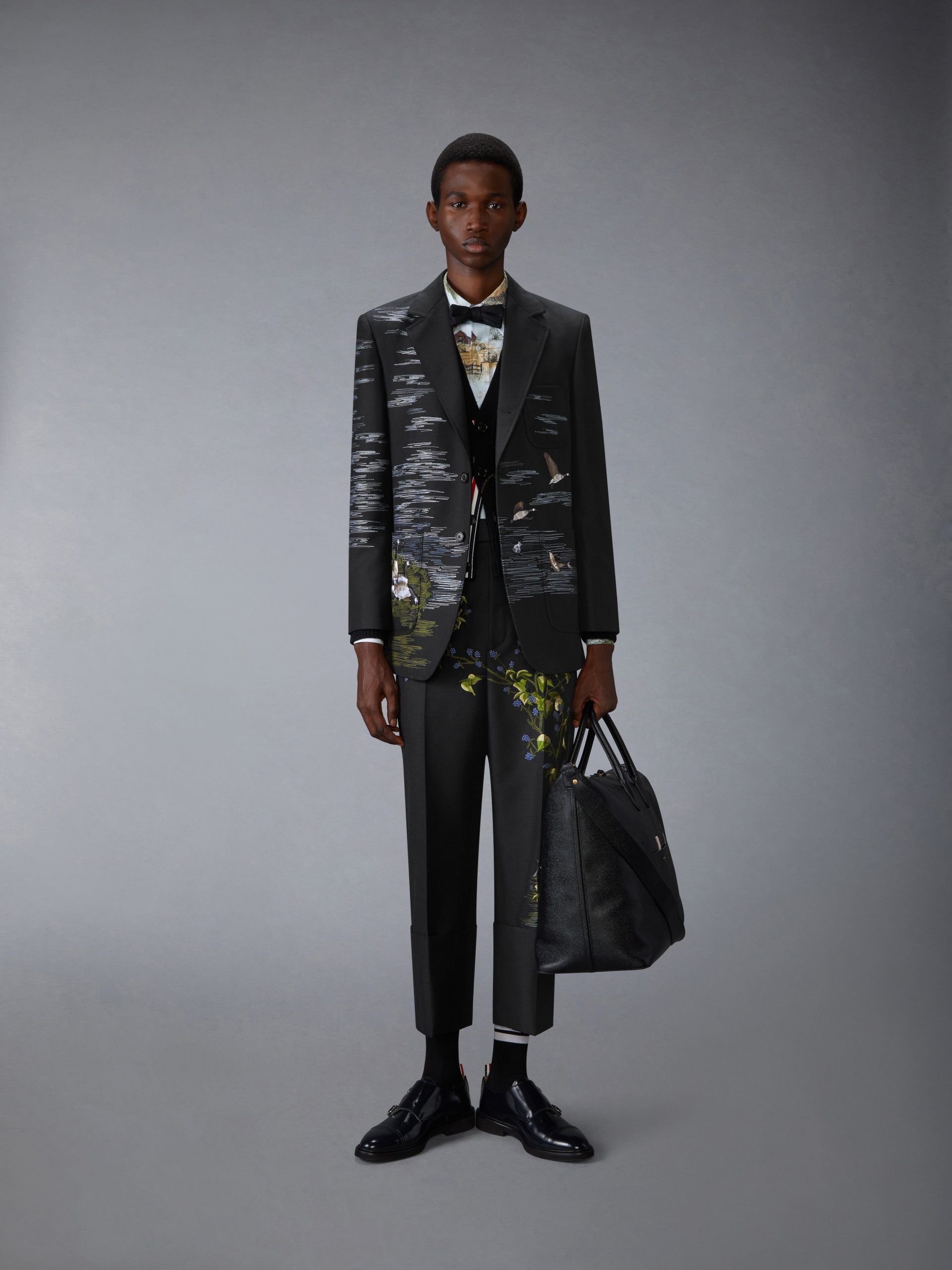 GOOSE SCENIC SATIN STITCH WOOL CHINO TROUSERS - Image 4