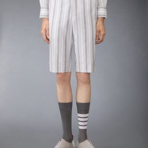 MADRAS COTTON REPP STRIPE BACKSTRAP SHORTS