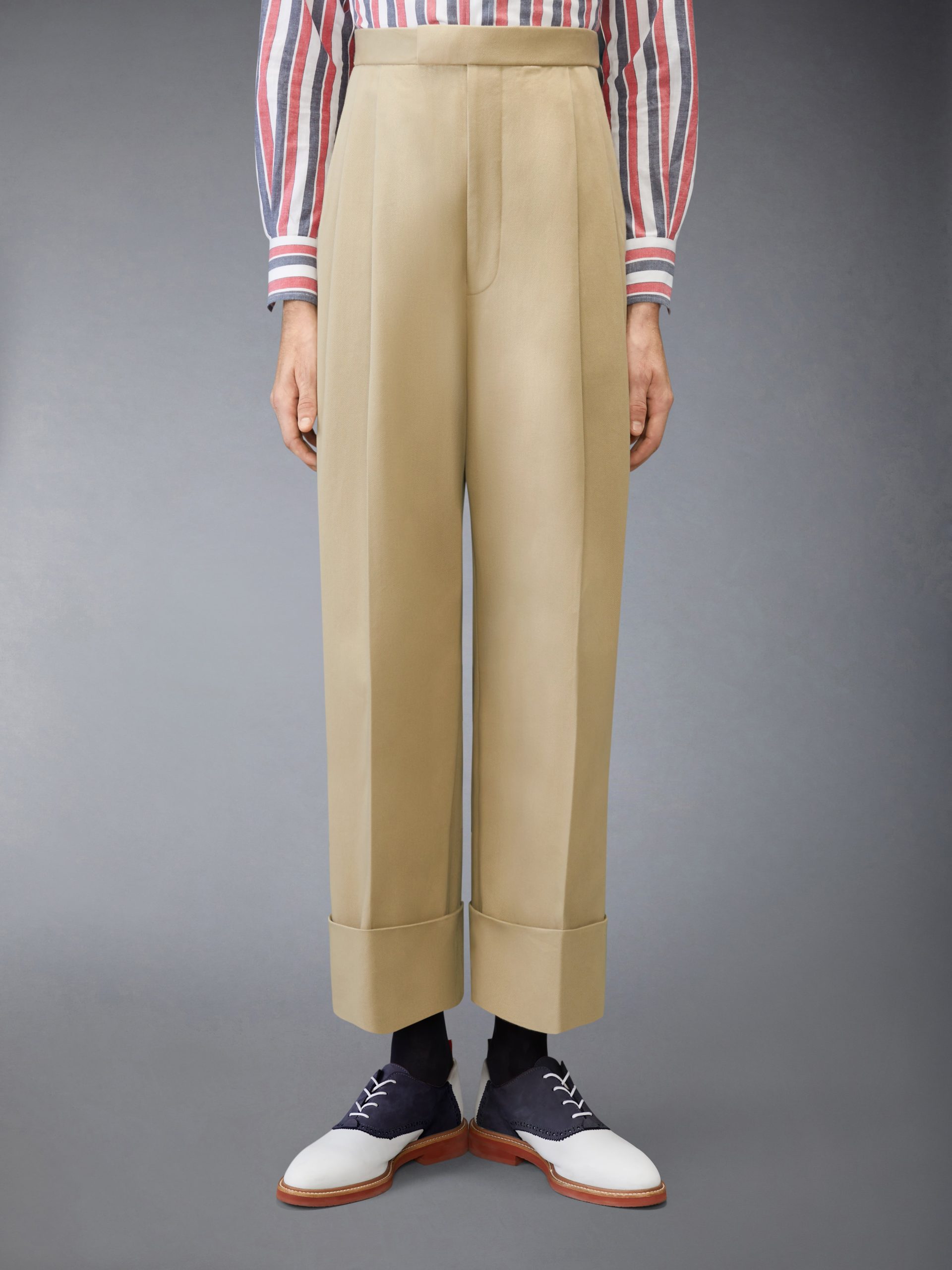 COTTON GABARDINE DOUBLE PLEAT TROUSER