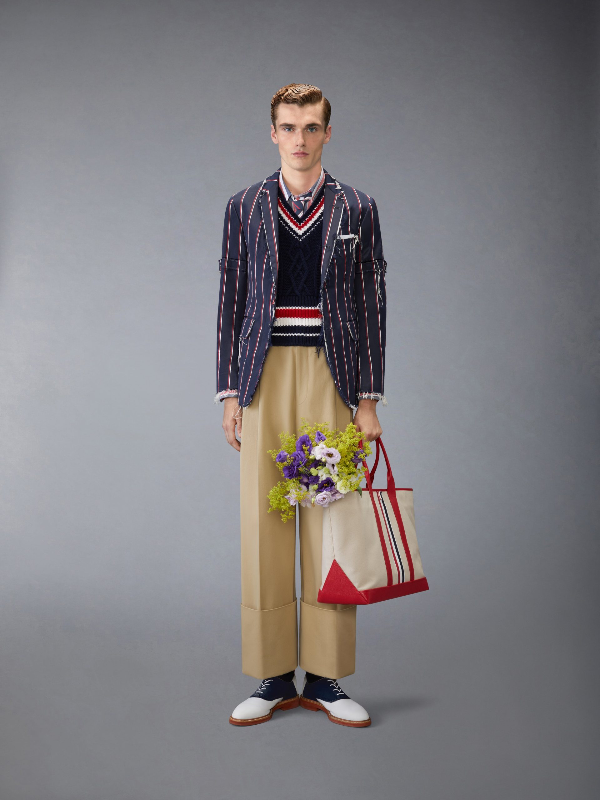 COTTON GABARDINE DOUBLE PLEAT TROUSER - Image 3