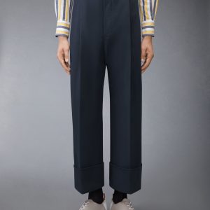 COTTON GABARDINE DOUBLE PLEAT TROUSER