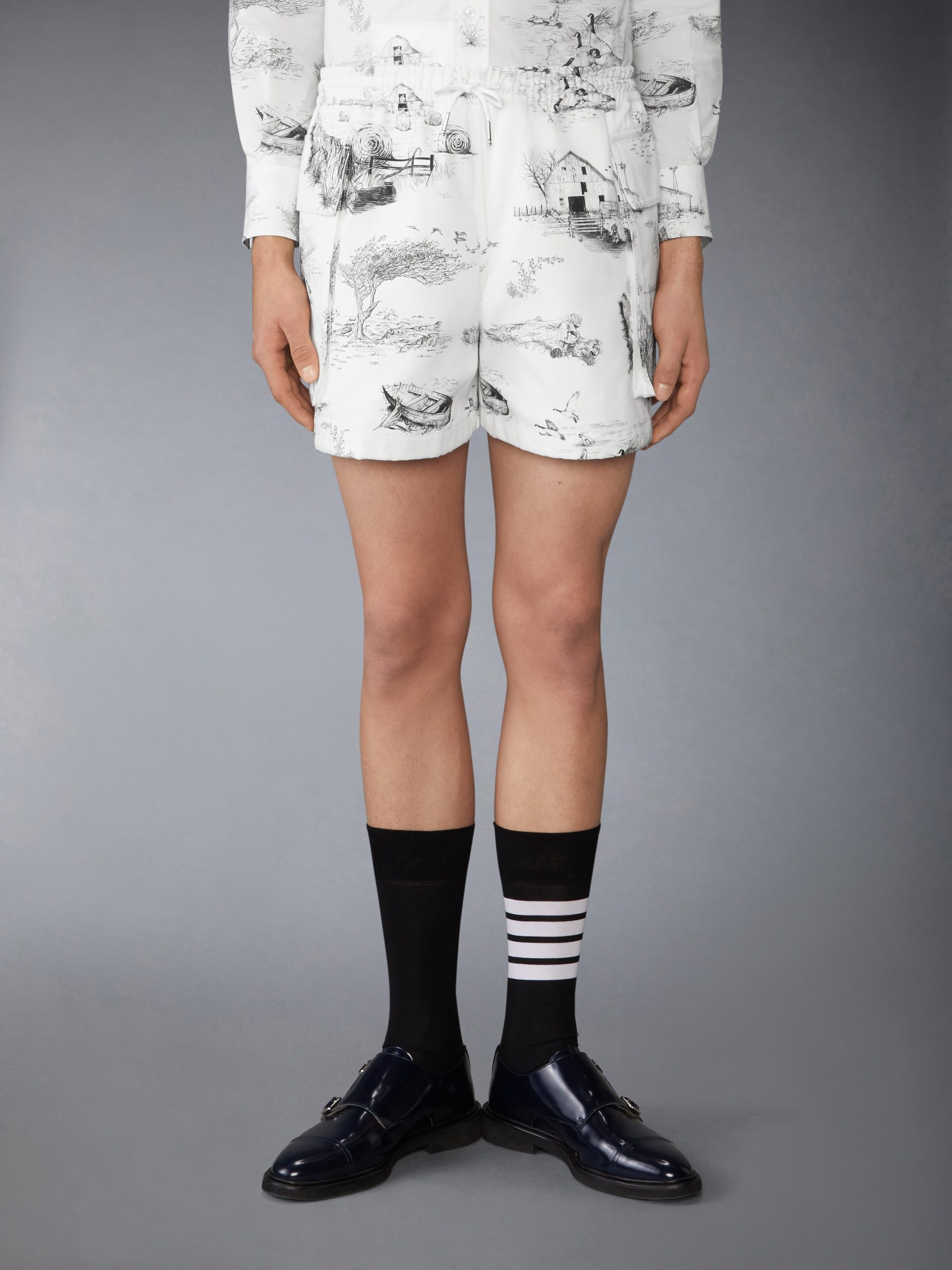 SCENIC TOILE COTTON CANVAS CARGO RUGBY SHORTS