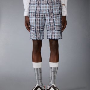 PLAID CHECK SUMMER TWEED UTILITY CHINO SHORTS