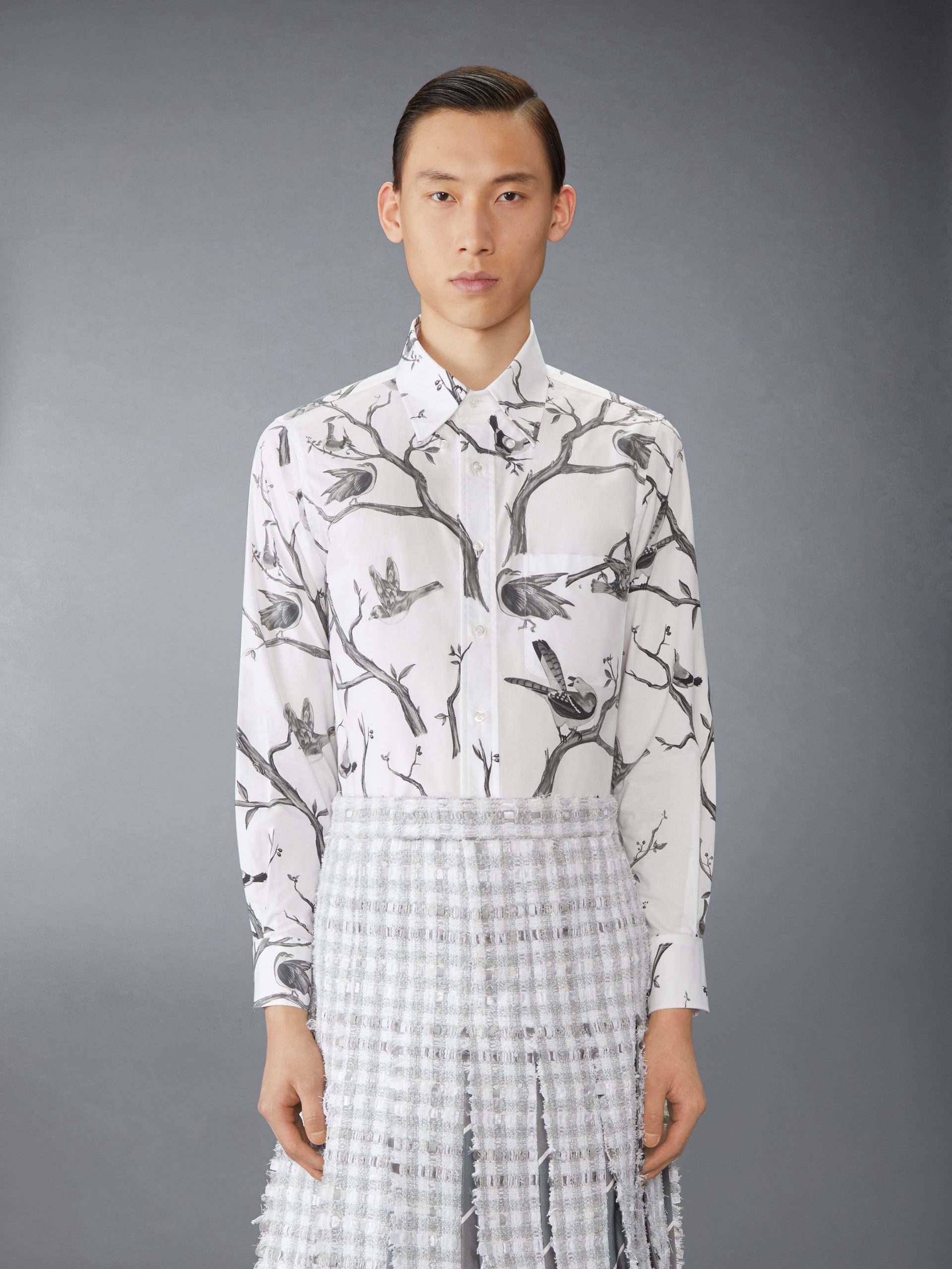 POPLIN BIRD TOILE PRINTED SHIRT
