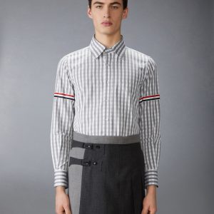 GINGHAM CHECK POPLIN ARMBAND SHIRT