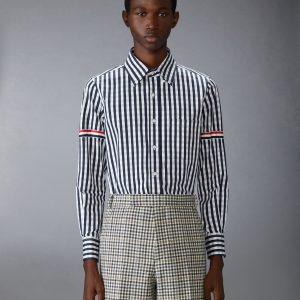 GINGHAM CHECK POPLIN ARMBAND SHIRT