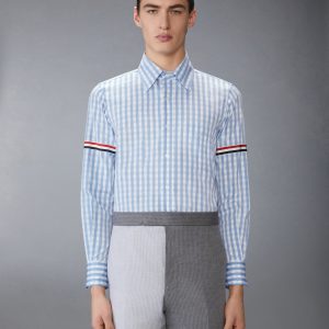 GINGHAM CHECK POPLIN ARMBAND SHIRT