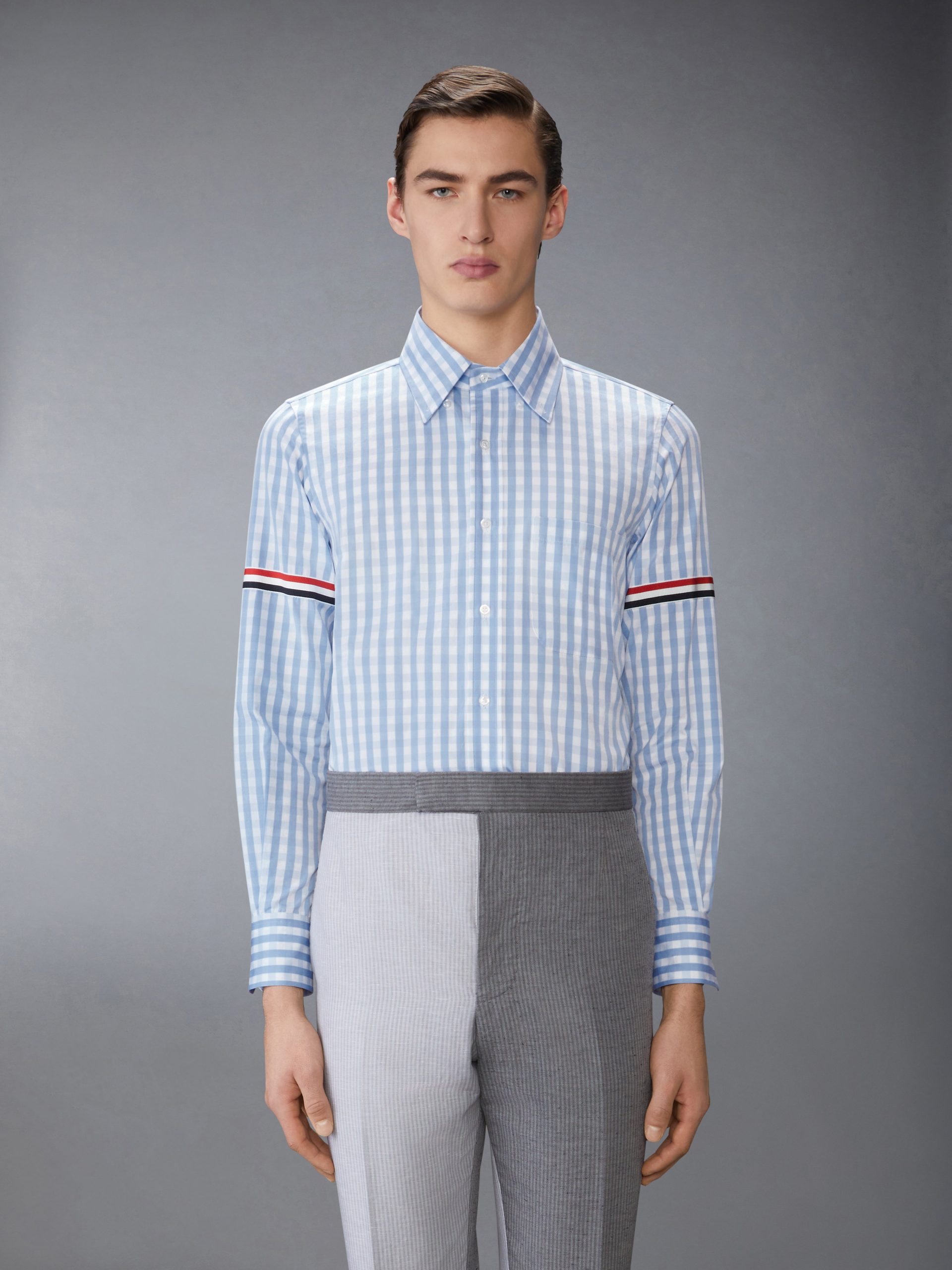 GINGHAM CHECK POPLIN ARMBAND SHIRT