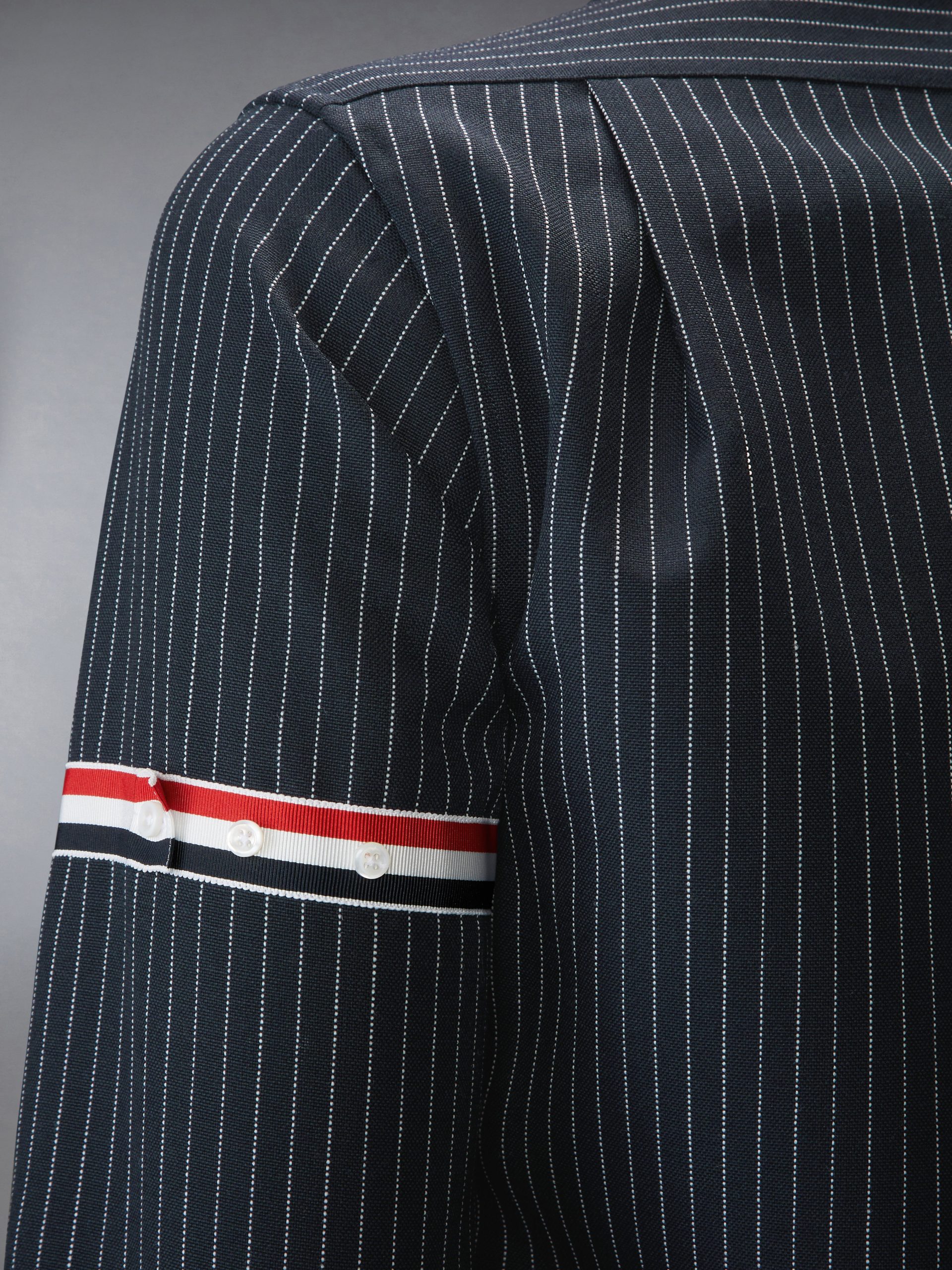 PINSTRIPE HIGH TWIST WOOL ZIP UP SHIRT - Image 4