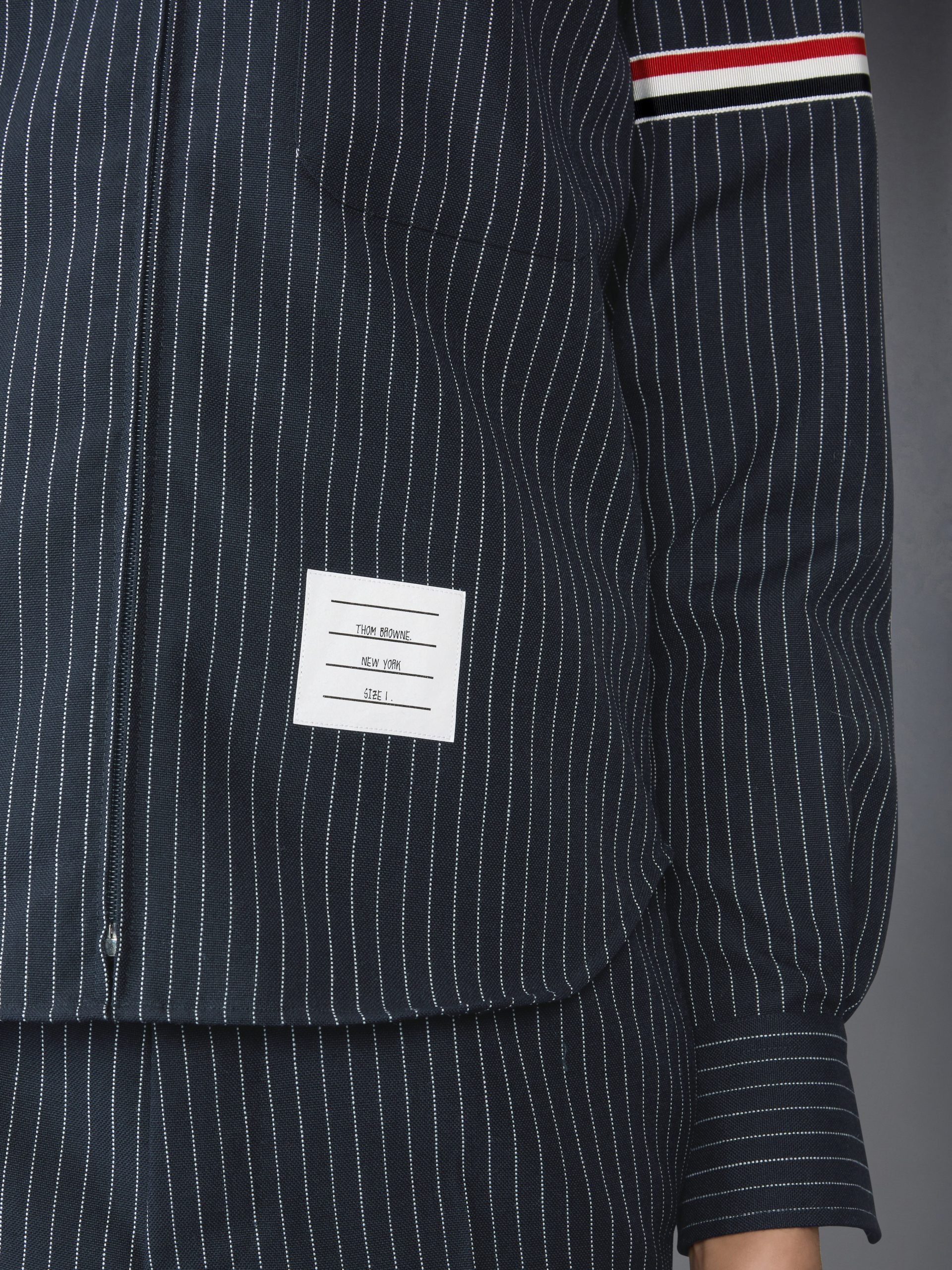 PINSTRIPE HIGH TWIST WOOL ZIP UP SHIRT - Image 5